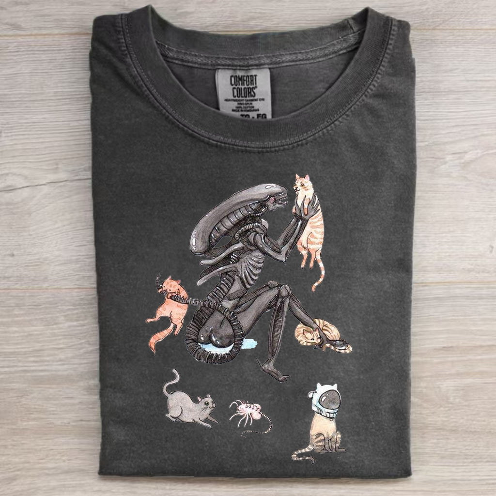 Funny Alien And Cats T-shirt