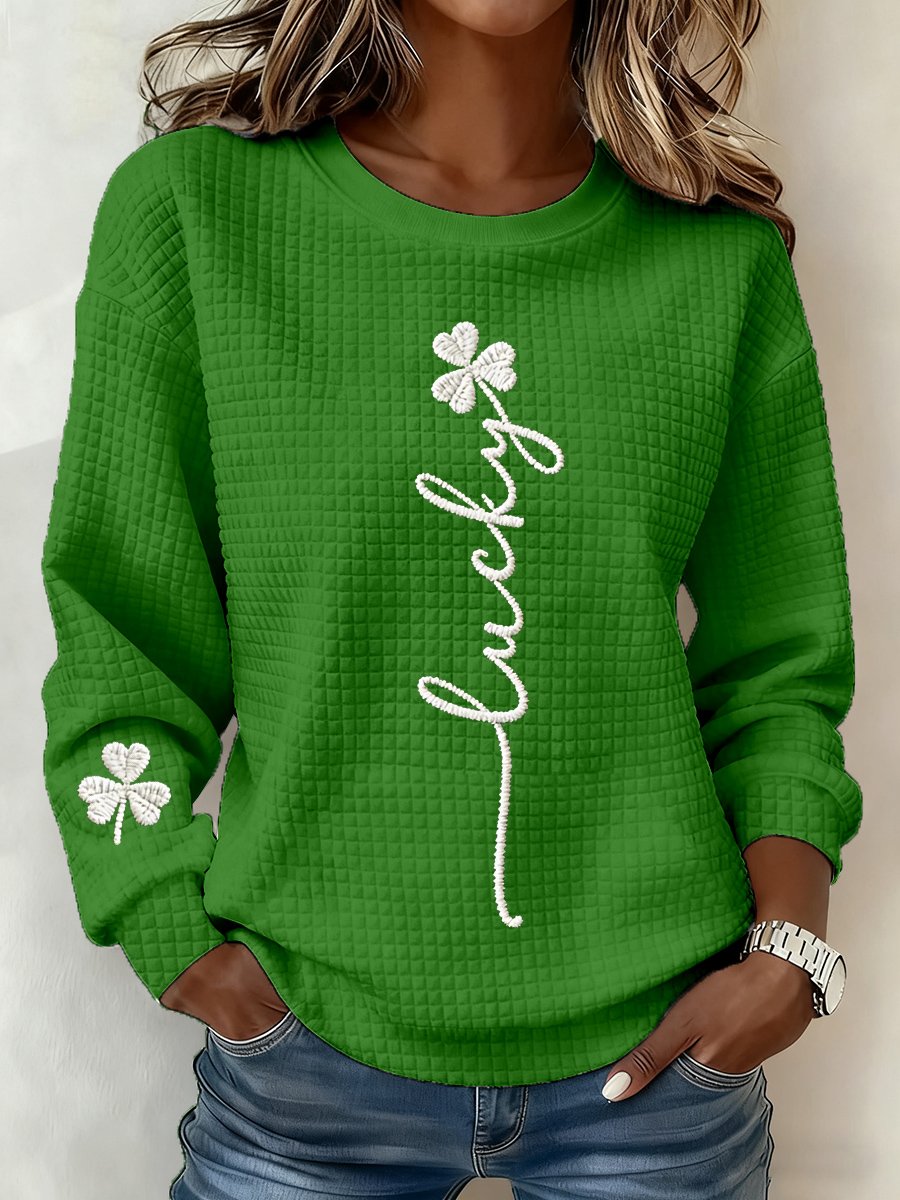 Women's casual St. Patrick's Day shamrock heartbeat style sweatshirt