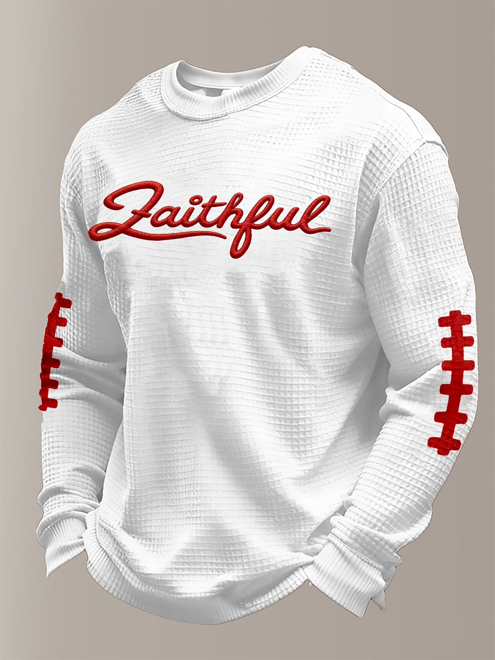 Men's Football Waffle Fabric Long-sleeved T-shirt