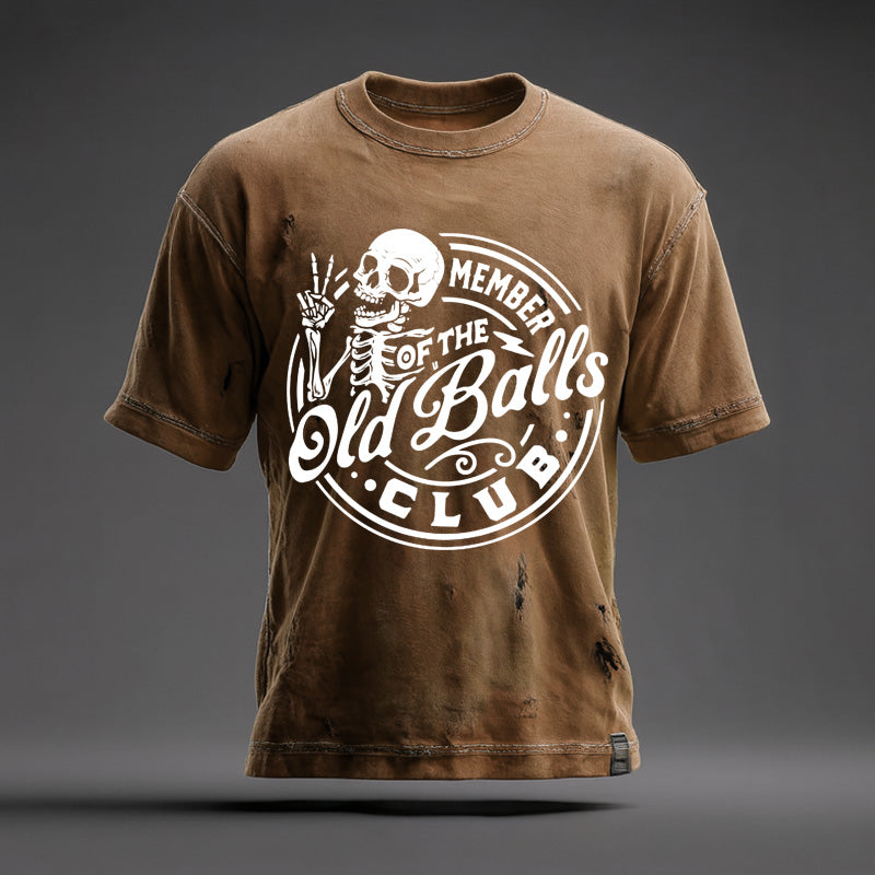 Men's Retro Funny Old Man Club Print Casual Short-Sleeved T-shirt