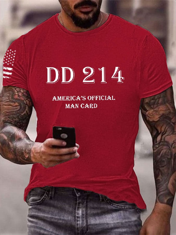 Men's DD214 America's Official Man Card Printed Casual T-Shirt