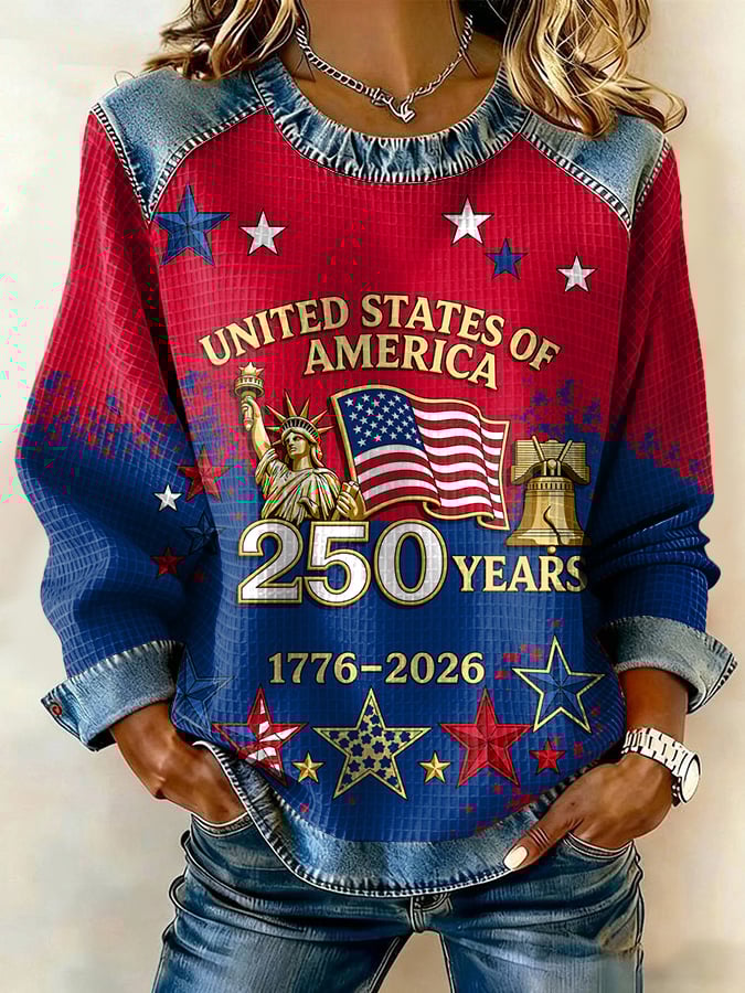Women's Vintage America 250th Anniversary Print Casual Sweatshirt
