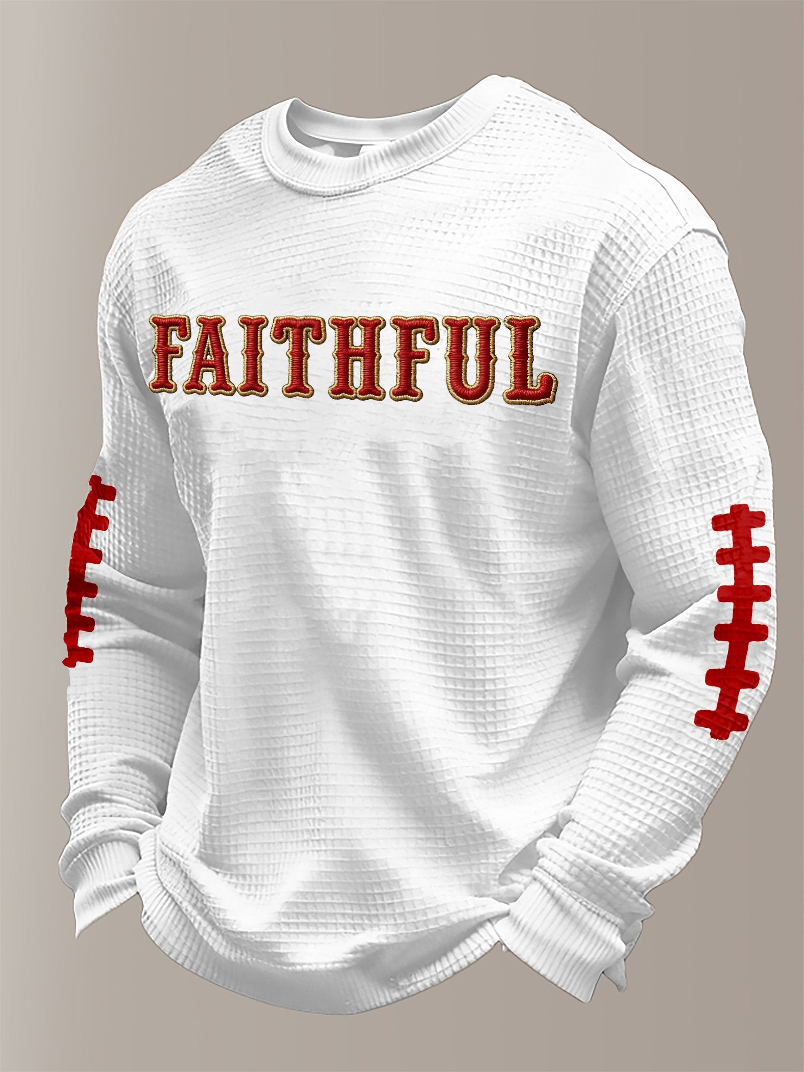 Men's Football Waffle Fabric Long-sleeved T-shirt