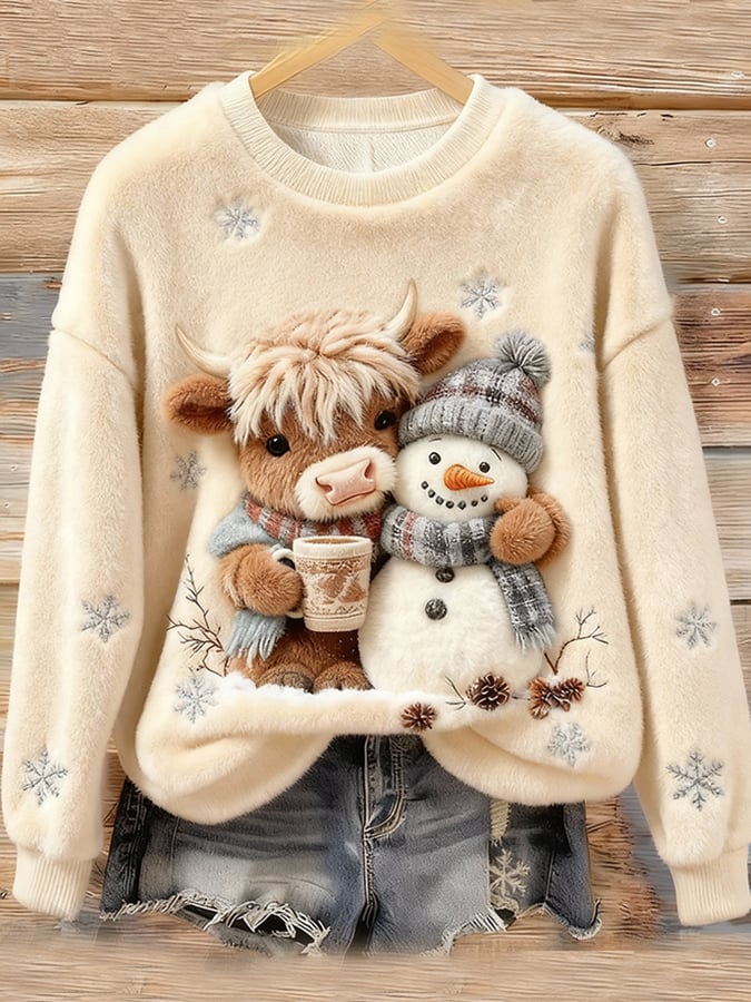 Women's Animal Highland Cow Print Sweatshirt