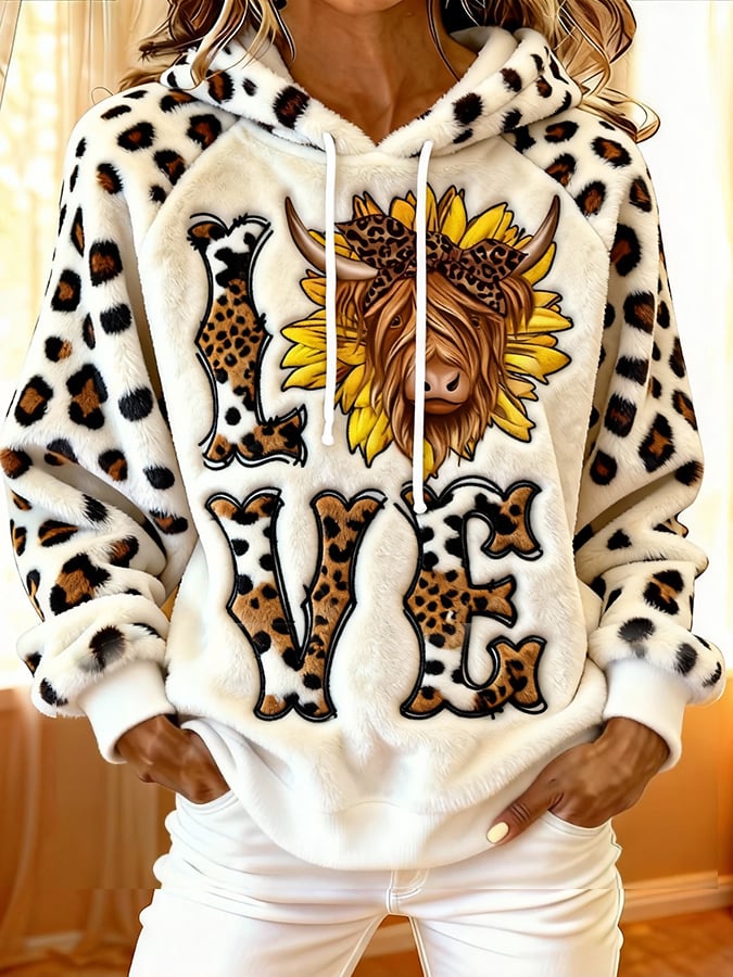 Women'S Highland Denim Print Flannel Raglan Sleeve Hooded Top