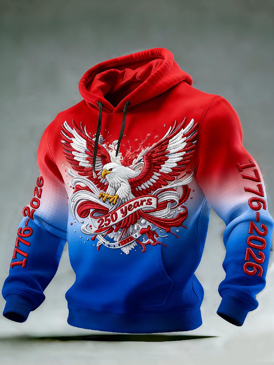 Men's Casual American 250th Anniversary Print Sweatshirt