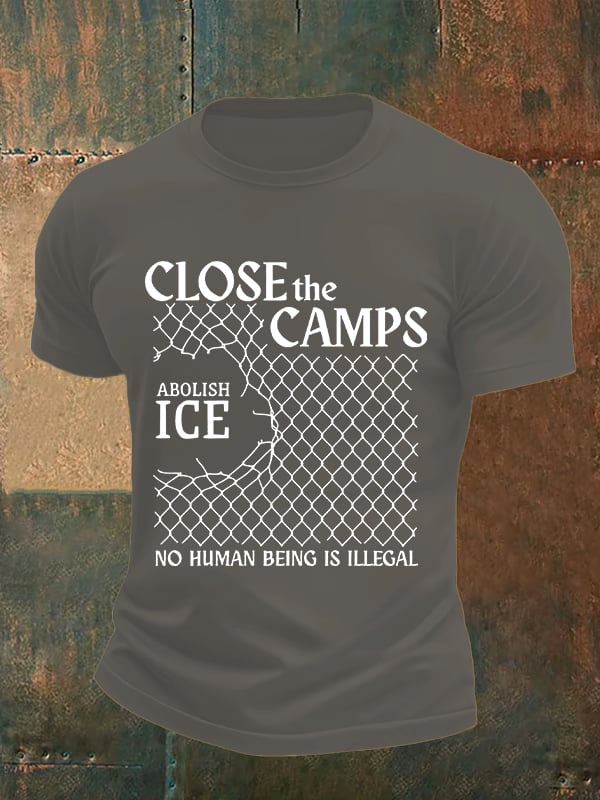 Men's  Abolish ICE  Close The Camps Print  T-Shirt