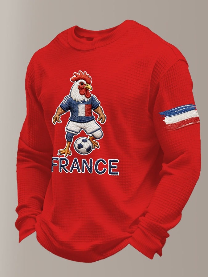 Men's Retro French Football Printed Casual Long-Sleeved Top