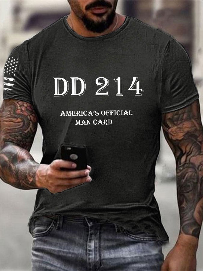 Men's DD214 America's Official Man Card Printed Casual T-Shirt