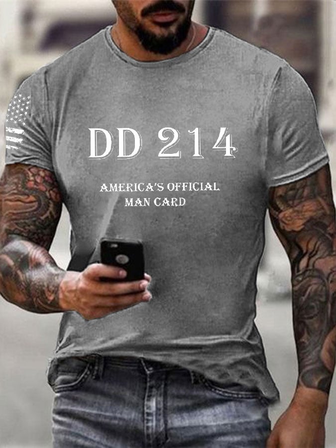 Men's DD214 America's Official Man Card Printed Casual T-Shirt