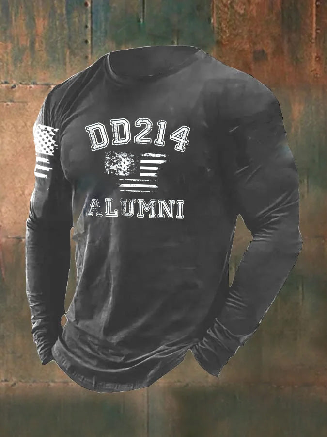 Men's DD214 Alumni Pattern Long Sleeve T-Shirt