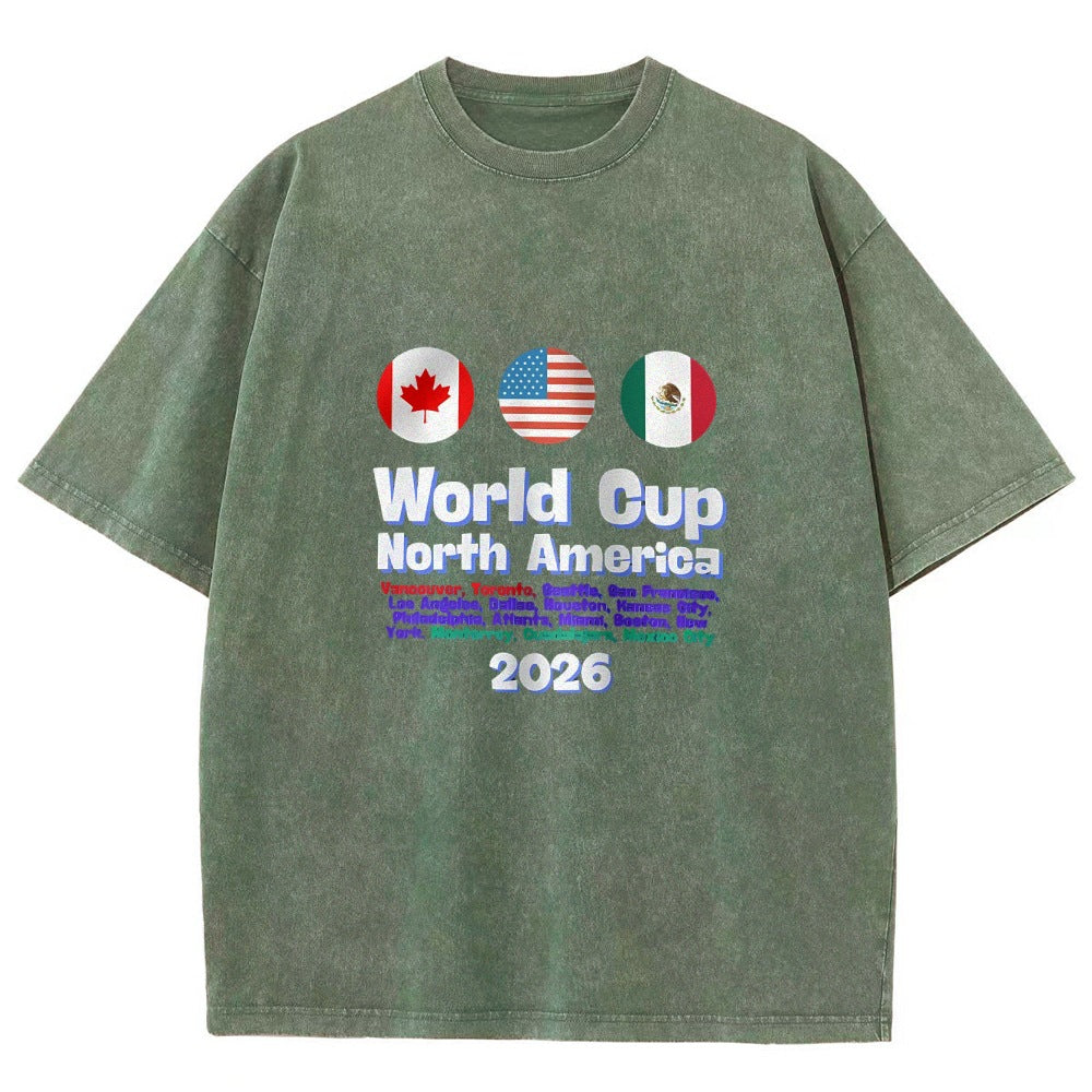 2026 World Cup Football Tournament T-shirt, loose fit, round neck, short sleeves.