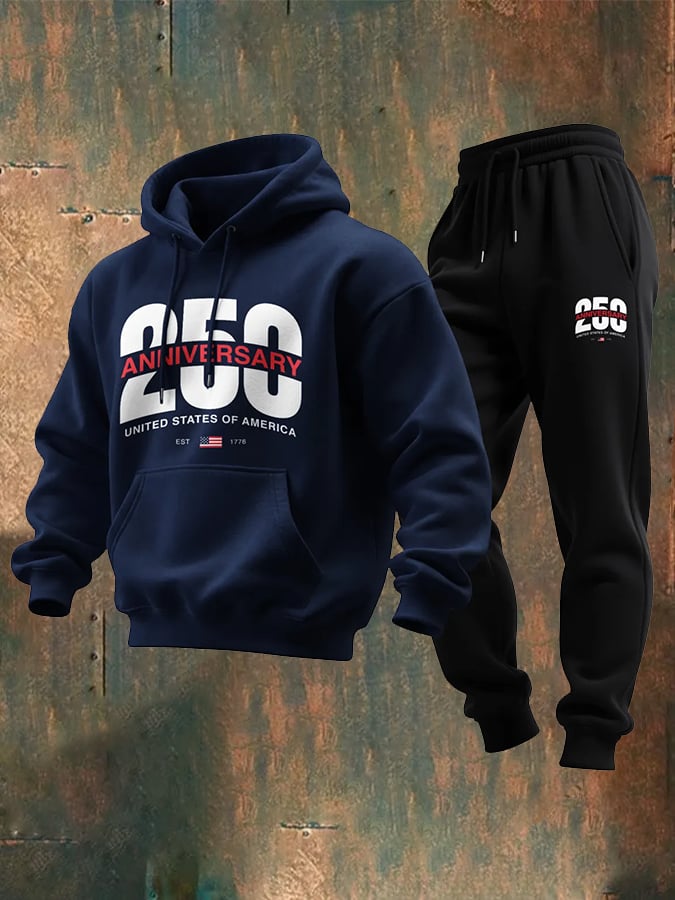 Men's 250th Anniversary Casual Printed Sweatshirt Set