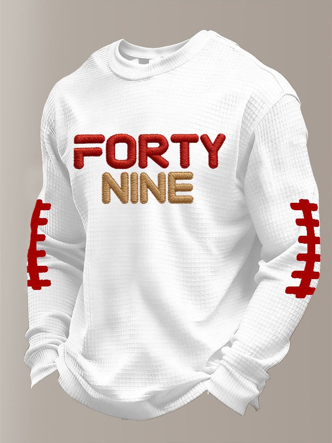 Men's Football Waffle Fabric Long-sleeved T-shirt