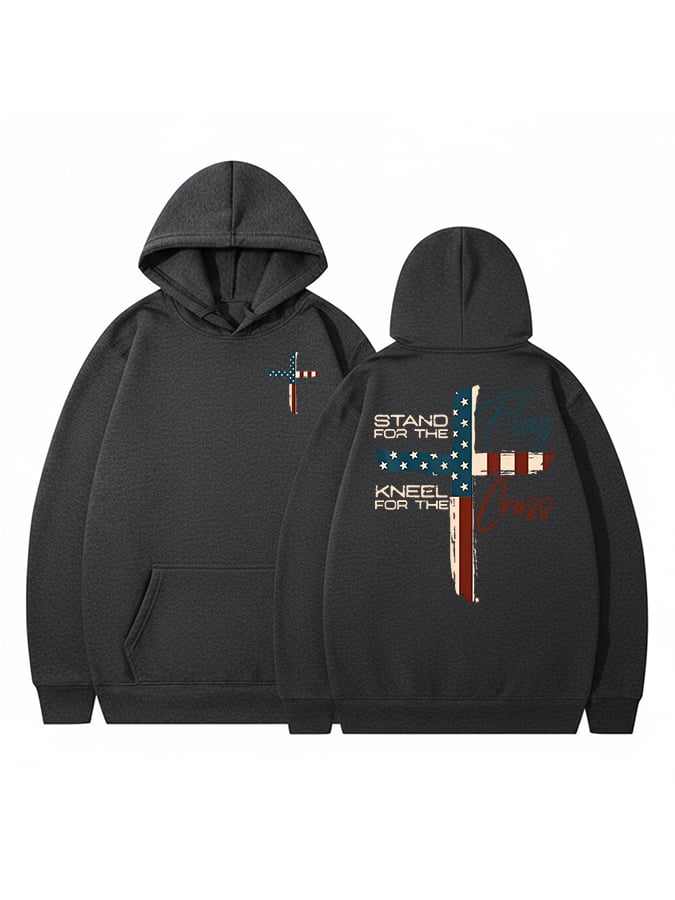 Women's  Stand For The Flag Kneel For The Cross  Printed Casual Hoodie