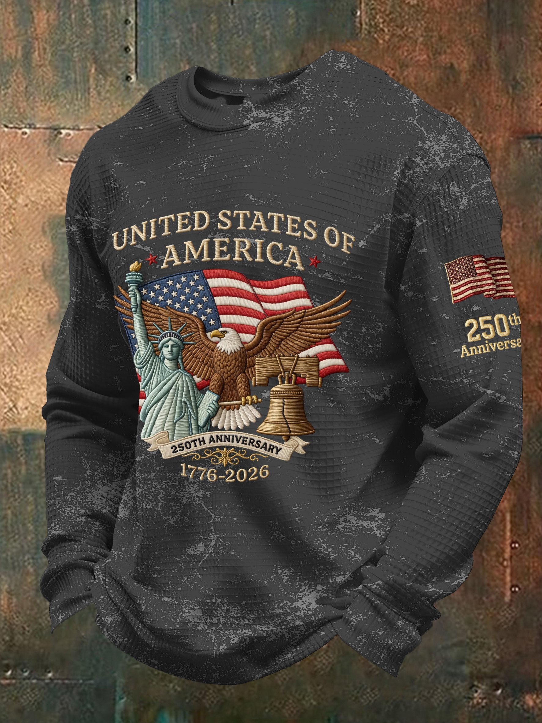 Men's Vintage American Flag Print Top