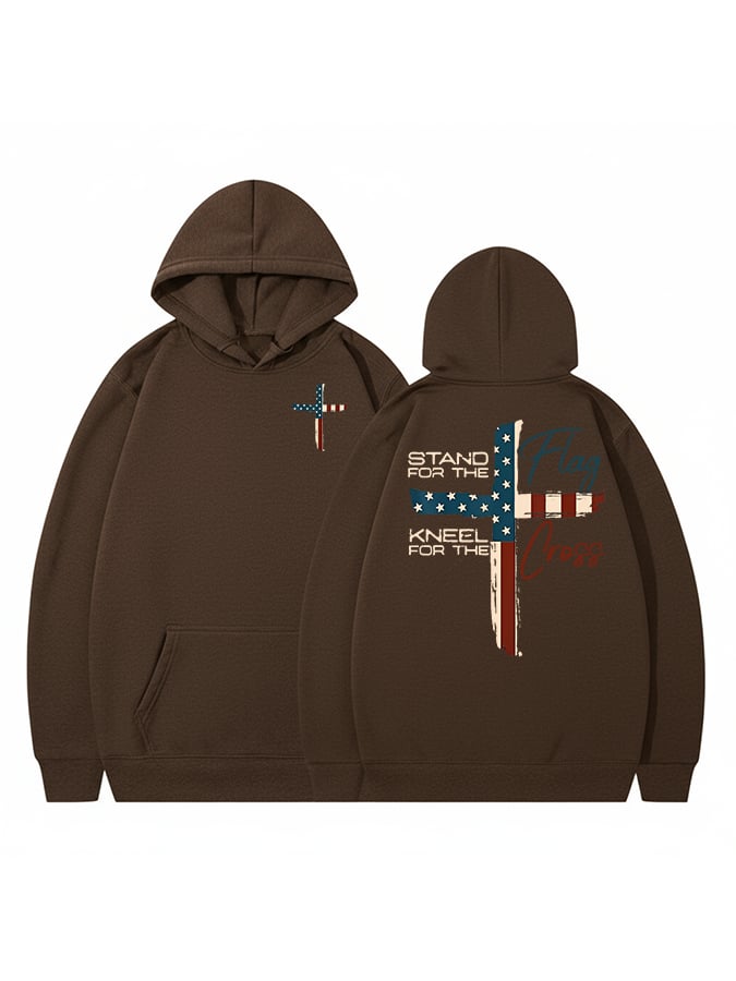 Women's  Stand For The Flag Kneel For The Cross  Printed Casual Hoodie