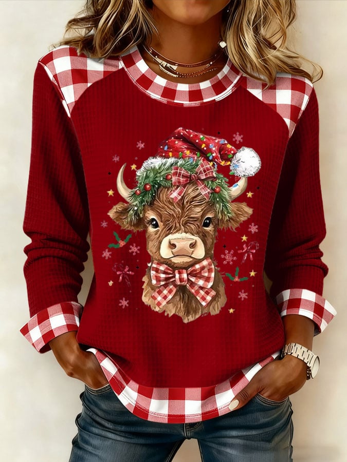 Women's Christmas Highland cow print sweatshirt