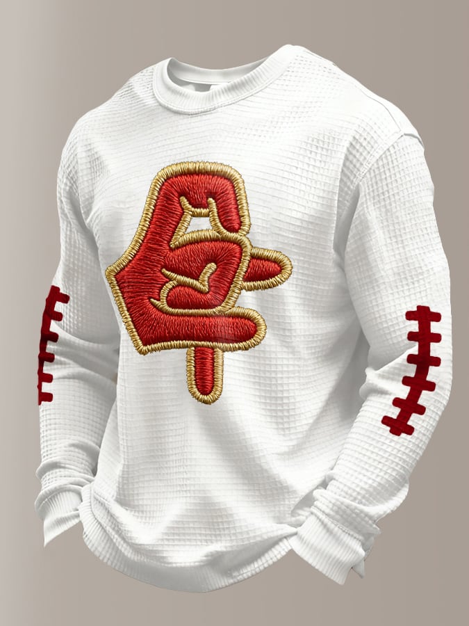 Men's Football Waffle Fabric Long-sleeved T-shirt