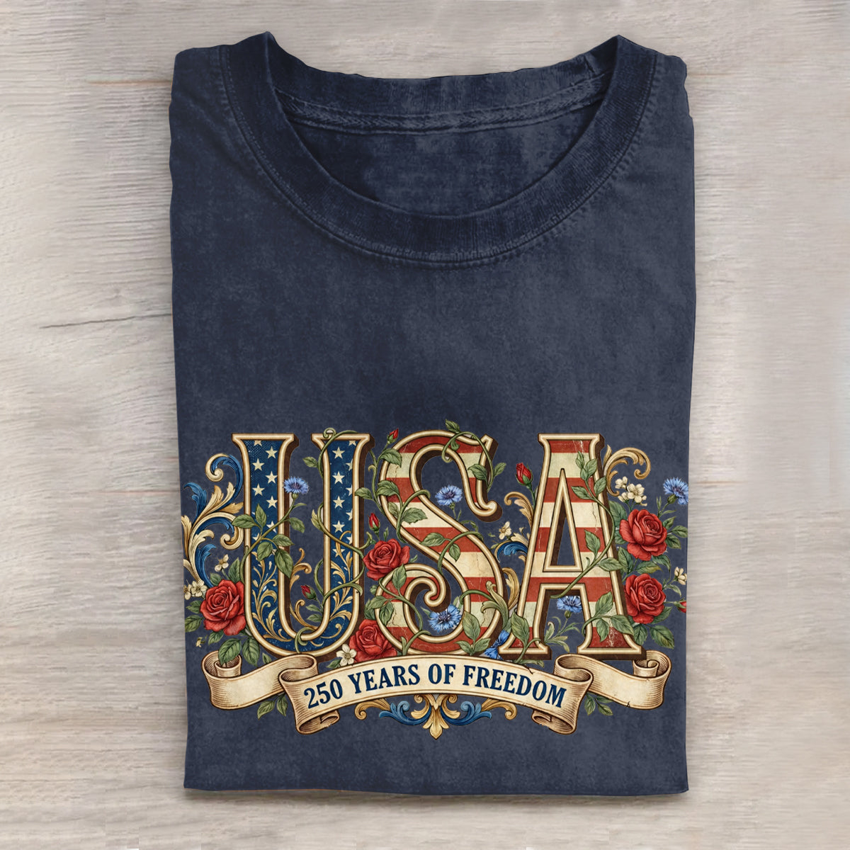 250th Anniversary Of The United States Printed Crew Neck Short Sleeve T-Shirt