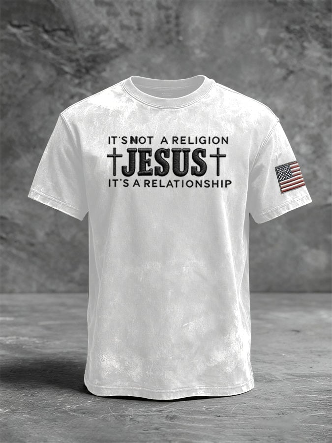 Men's Casual Faith Print Short-sleeved T-shirt
