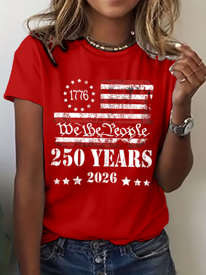 Women's 250th America Anniversary Casual Printed T-Shirt