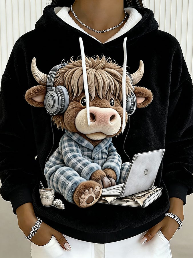 Women's Animal Highland Cow Print Sweatshirt