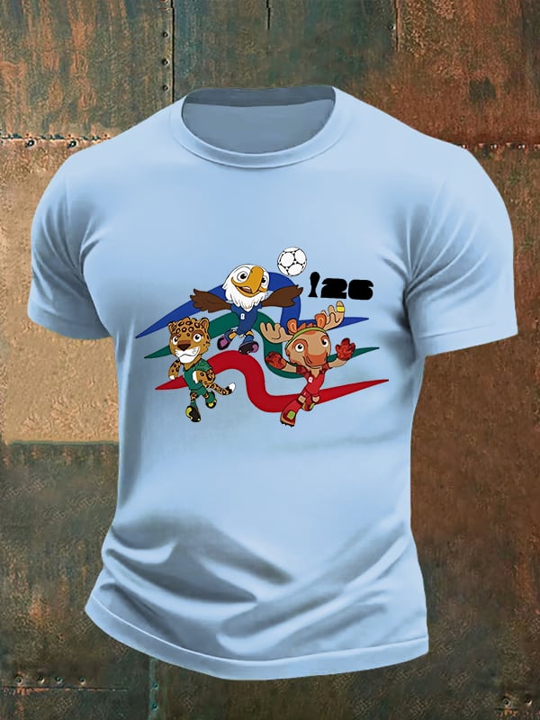 Men's  2026 World Cup Soccer Mascot printed  T-shirt