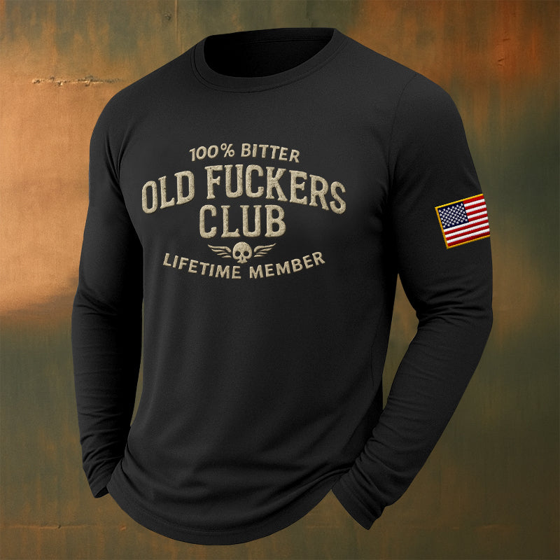 Vintage Distressed "Old Club" Lifetime Member Long-Sleeved T-Shirt