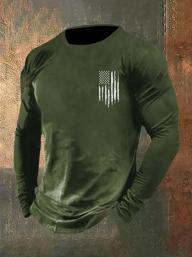 Men's Vintage Veterans Day Print Long Sleeve T-Shirt