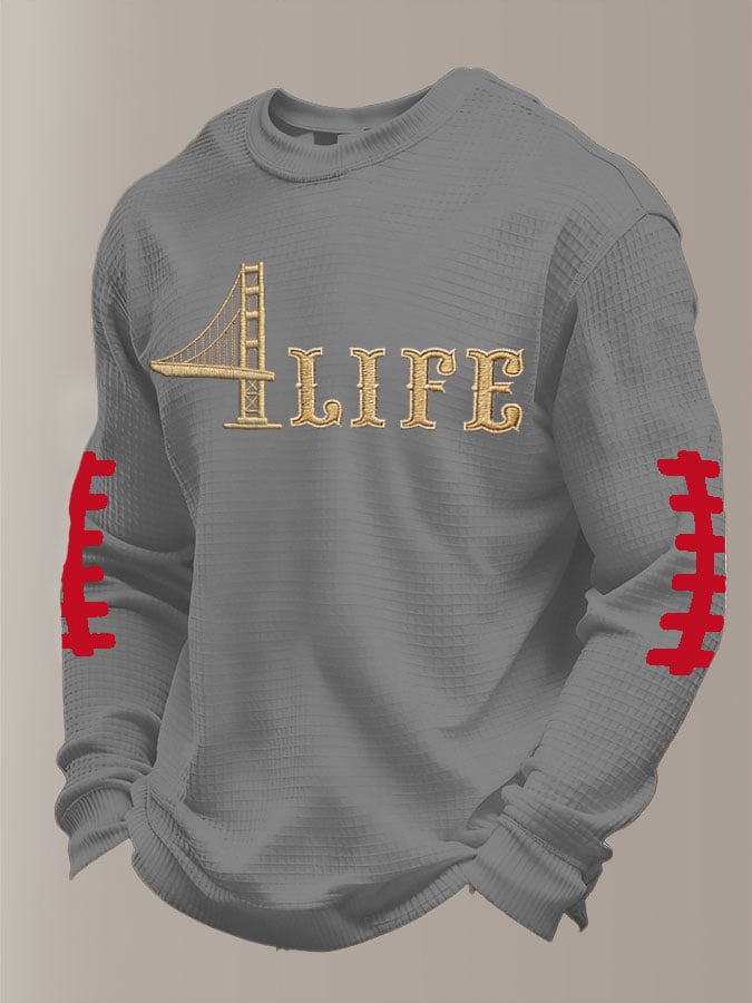 Men's Football Waffle Fabric Long-sleeved T-shirt