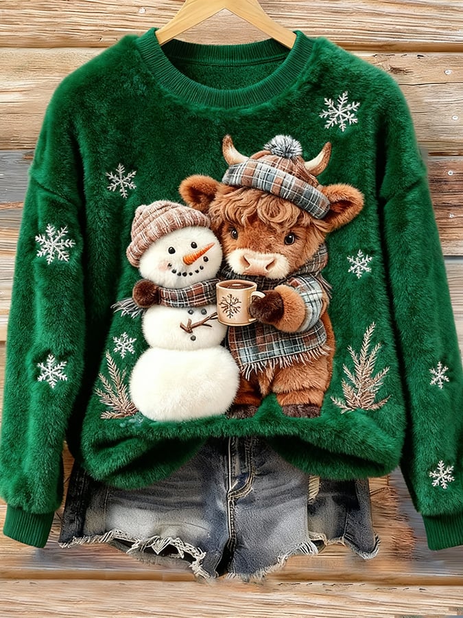 Women's Animal Highland Cow Print Sweatshirt