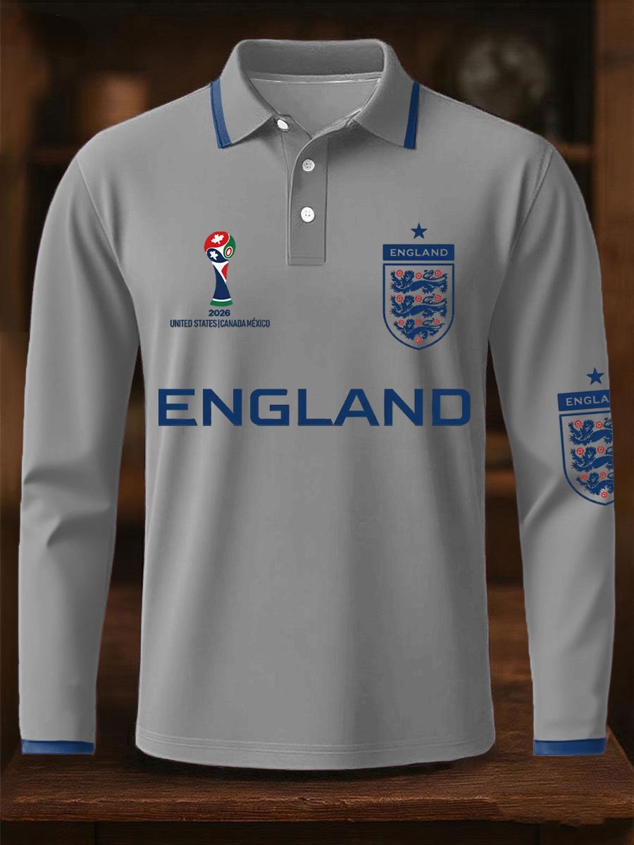 Men's UK Football Lover England 2026 Print Polo Shirt