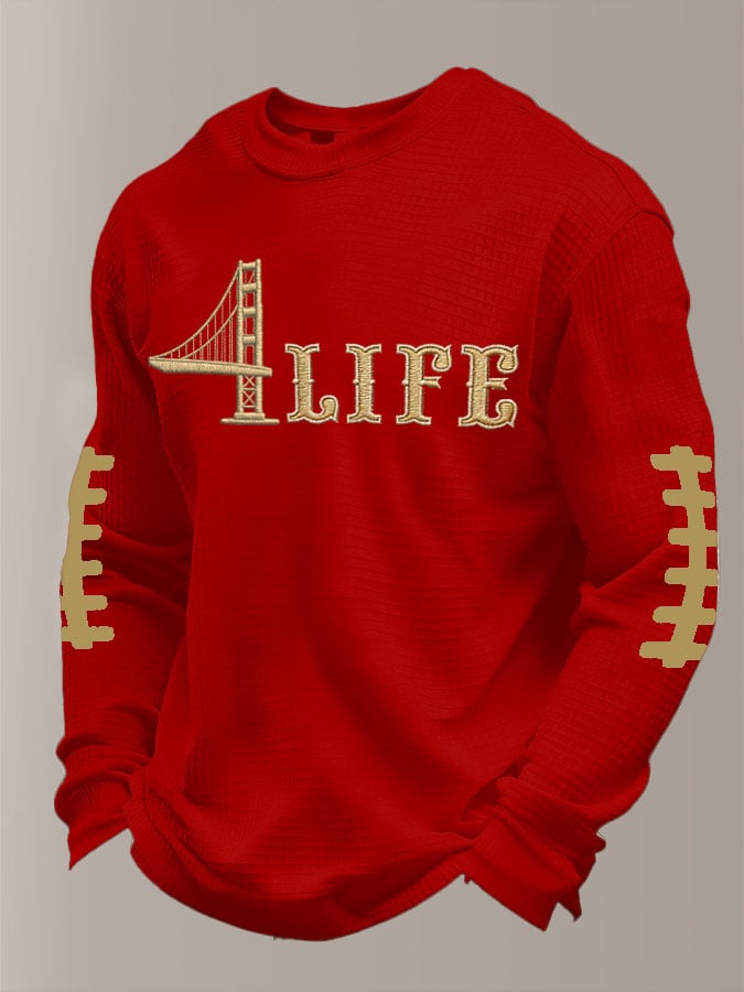 Men's Football Waffle Fabric Long-sleeved T-shirt