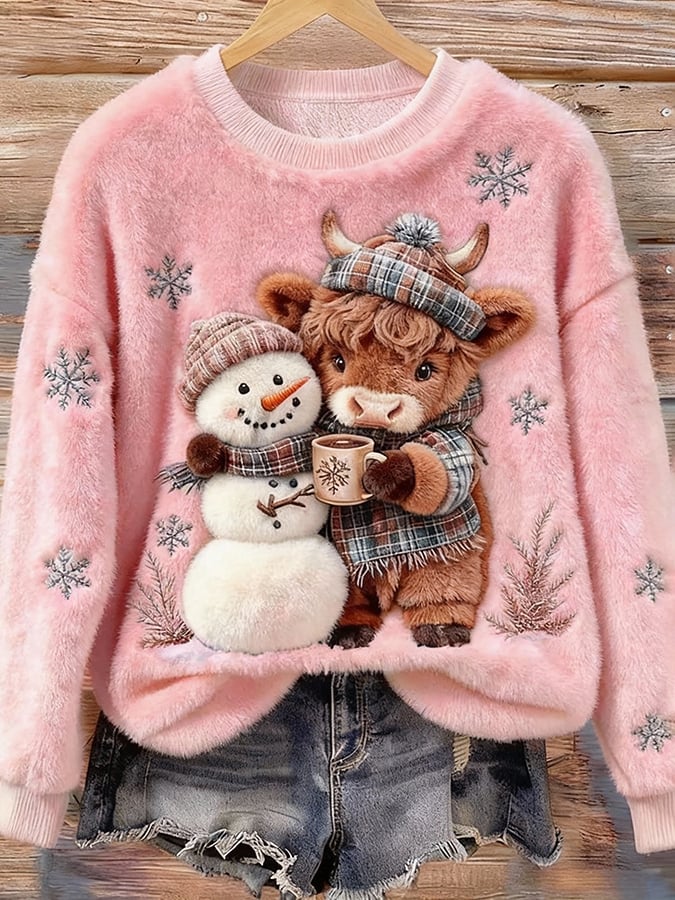 Women's Animal Highland Cow Print Sweatshirt