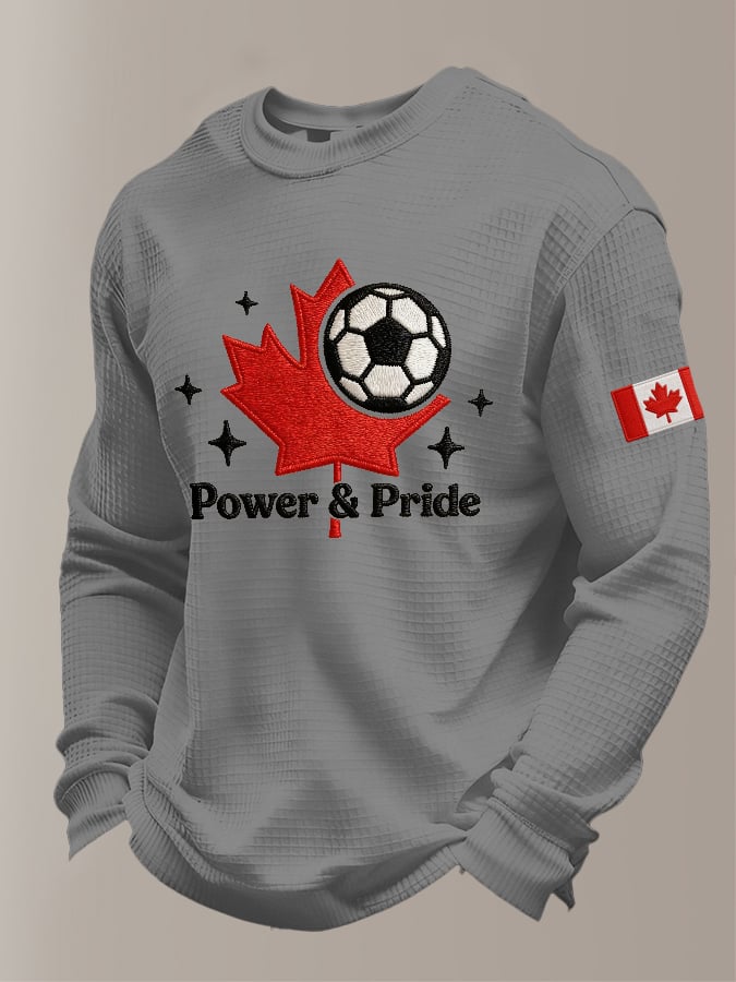 Men's Casual Waffle-Knit Long-Sleeved T-Shirt For Canadian Football Fans.