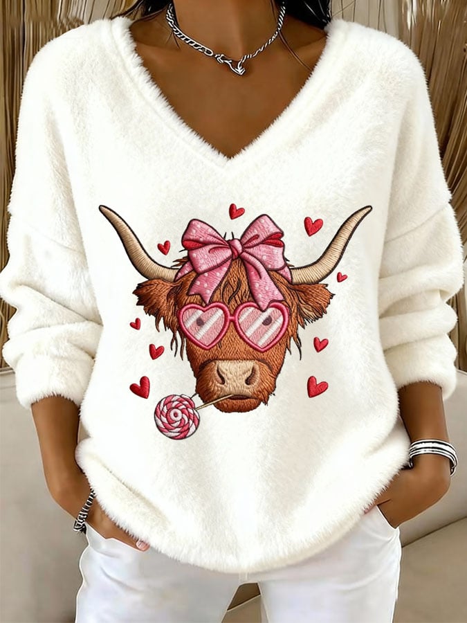 Women's Highland Sweetheart Cow Flannel Top
