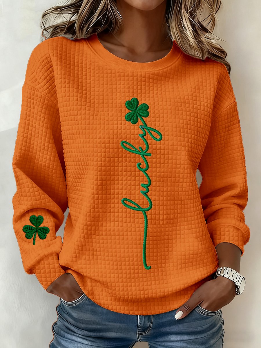 Women's casual St. Patrick's Day shamrock heartbeat style sweatshirt