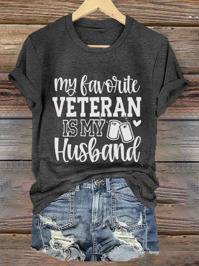 Women's 'My Favorite Veteran Is My Husband' Print T-Shirt