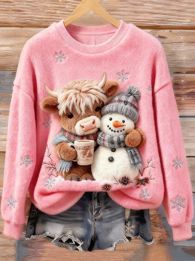 Women's Animal Highland Cow Print Sweatshirt