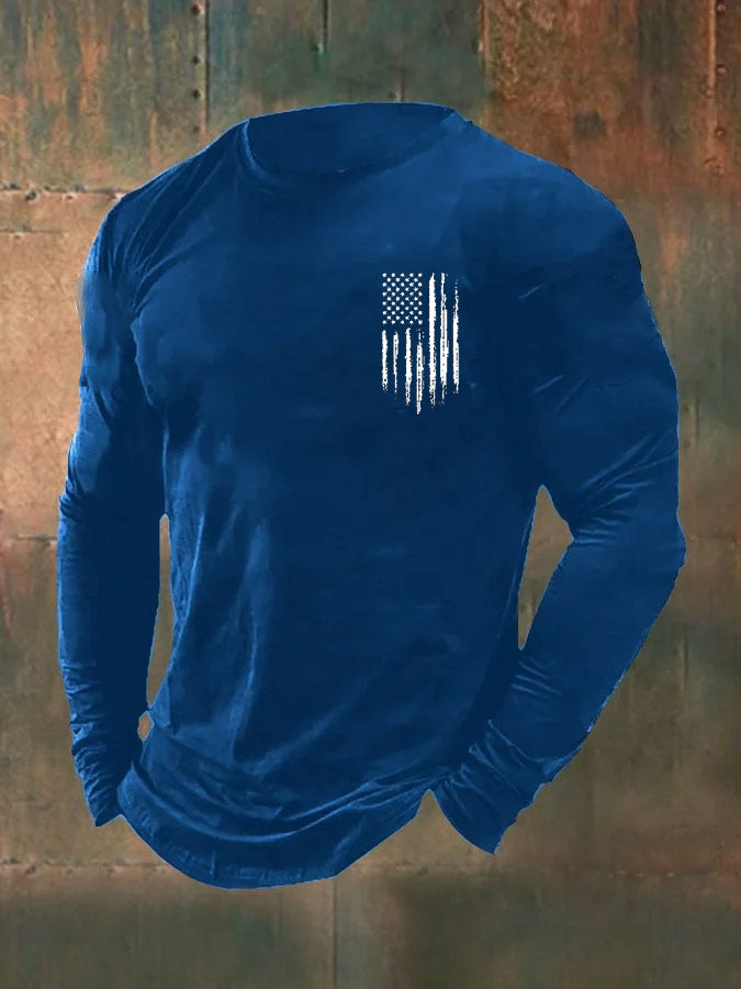Men's Vintage Veterans Day Print Long Sleeve T-Shirt