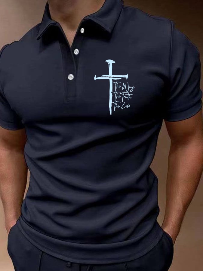 Men's Jesus The Way The Truth The Life Print Polo Shirt