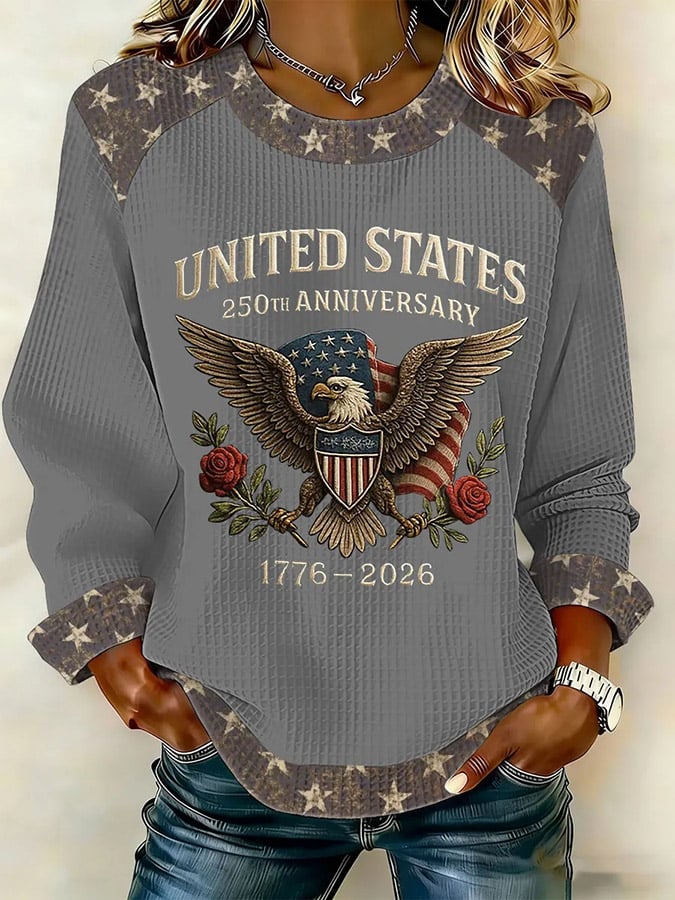 Women's Vintage America 250th Anniversary Print Casual Sweatshirt
