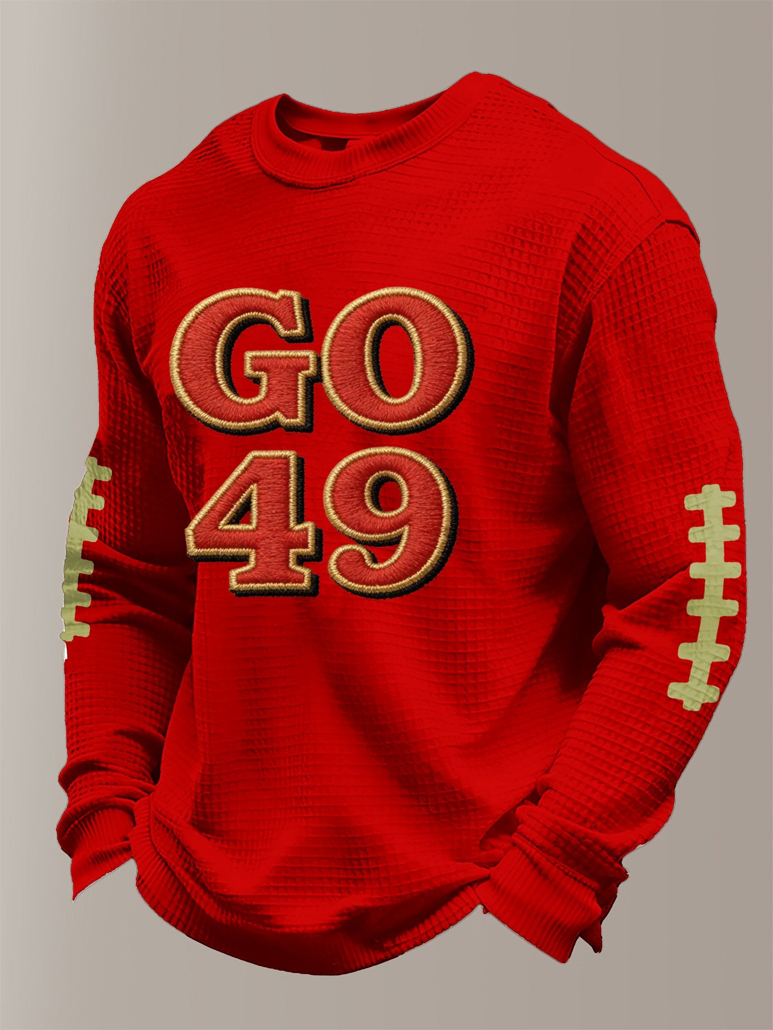 Men's Football Waffle Fabric Long-sleeved T-shirt